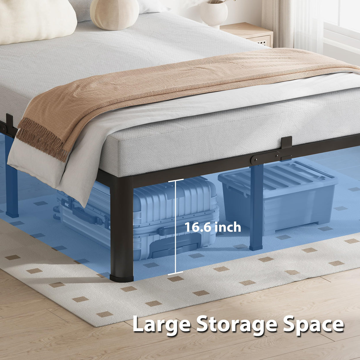 18 Inch Queen Bed Frame with Round Corners M222