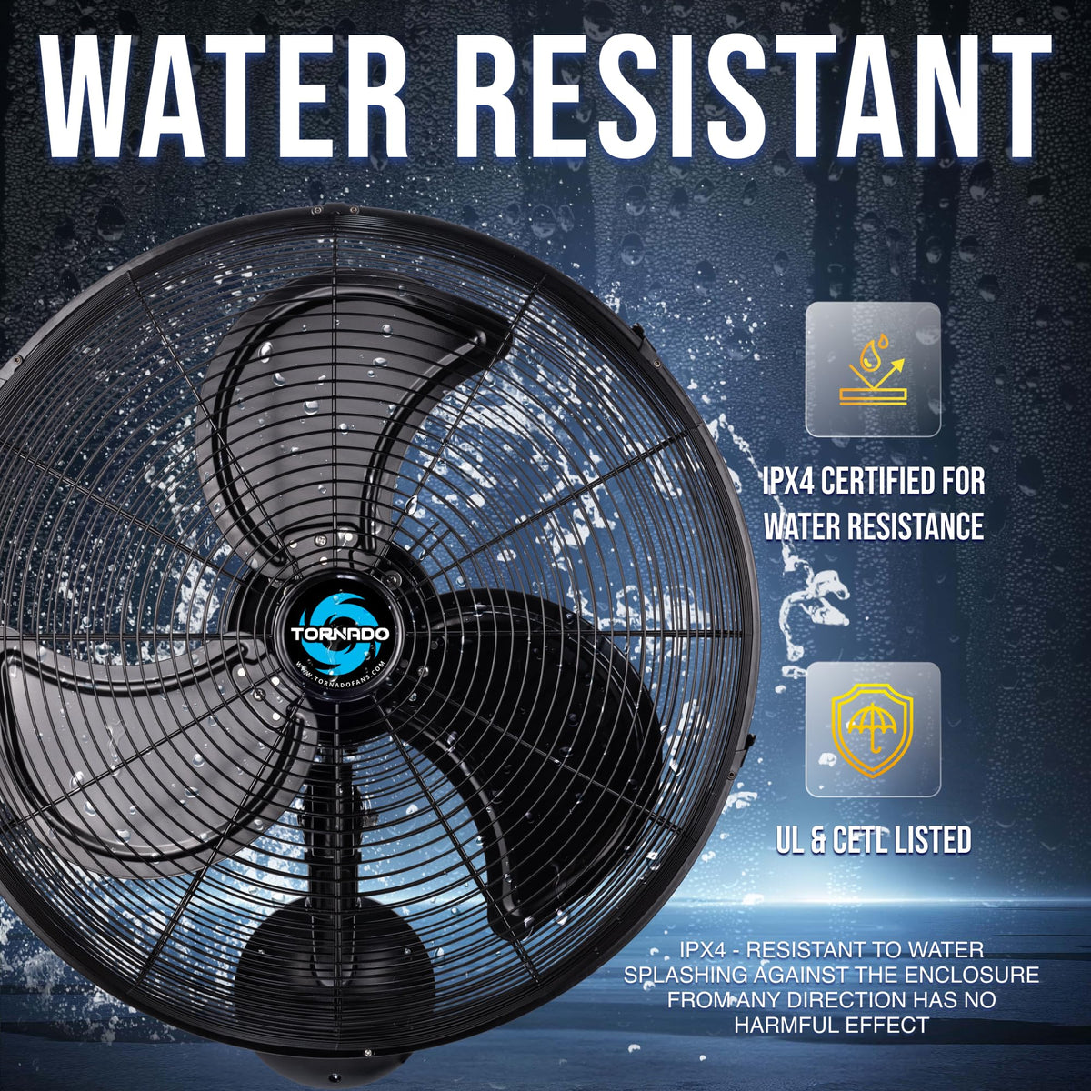 20 Inch Oscillating 3-Speed Waterproof Wall Mount Fan T124