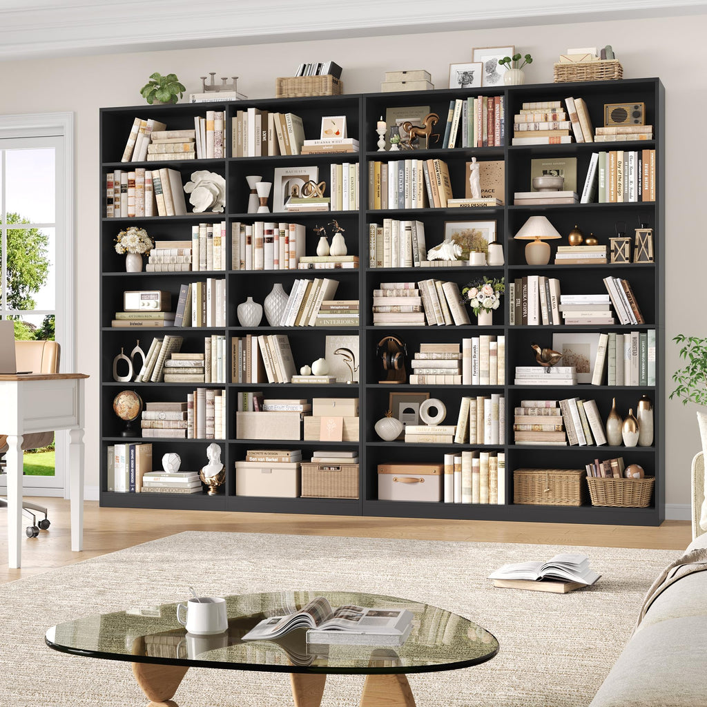 83.7" Tall 7-Tier Double Black Bookshelf and Bookcase V78595