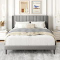 Queen Size Upholstered Platform Bed Frame with Wingback Headboard L74199