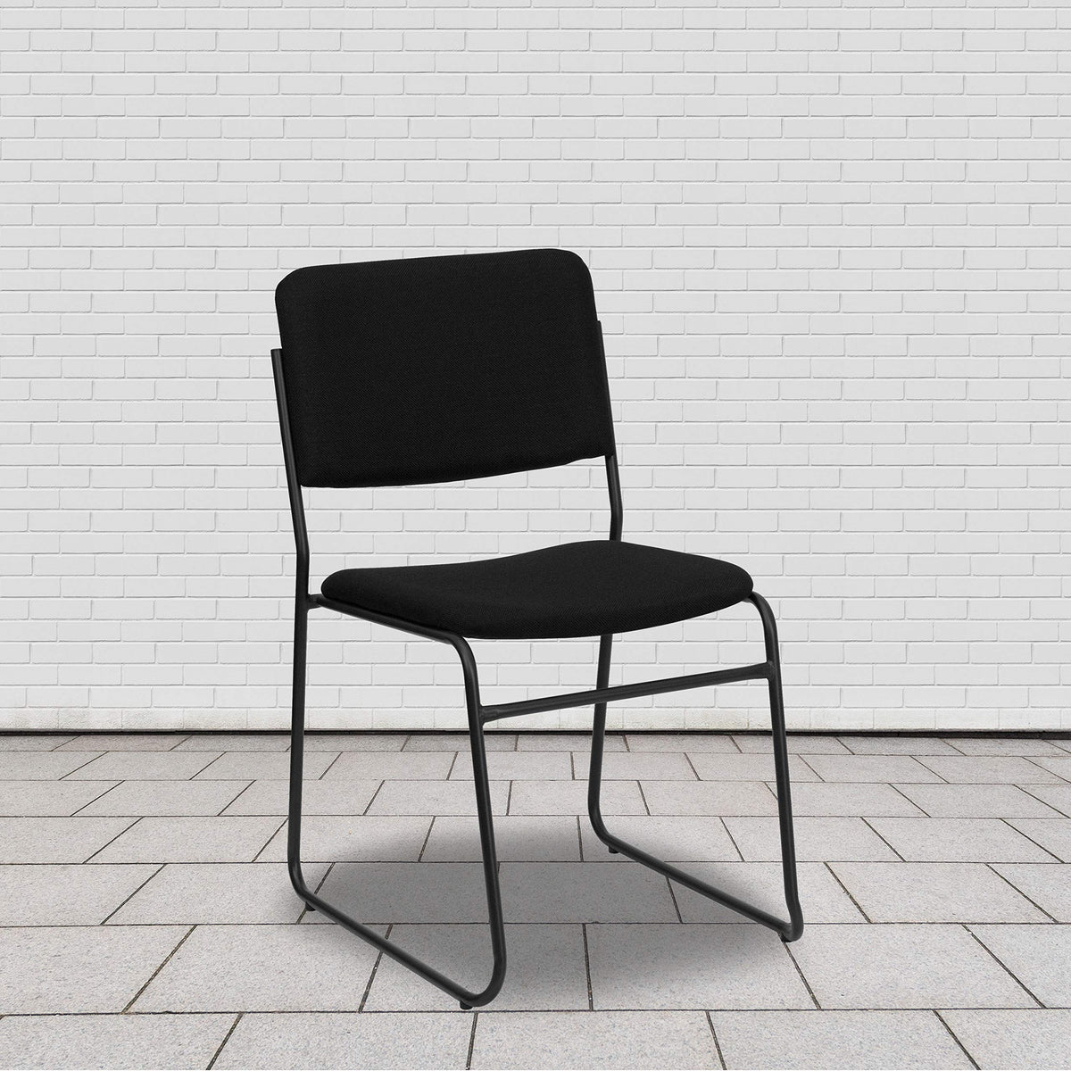 Black Fabric Stackable Chair with Sled Base N200278