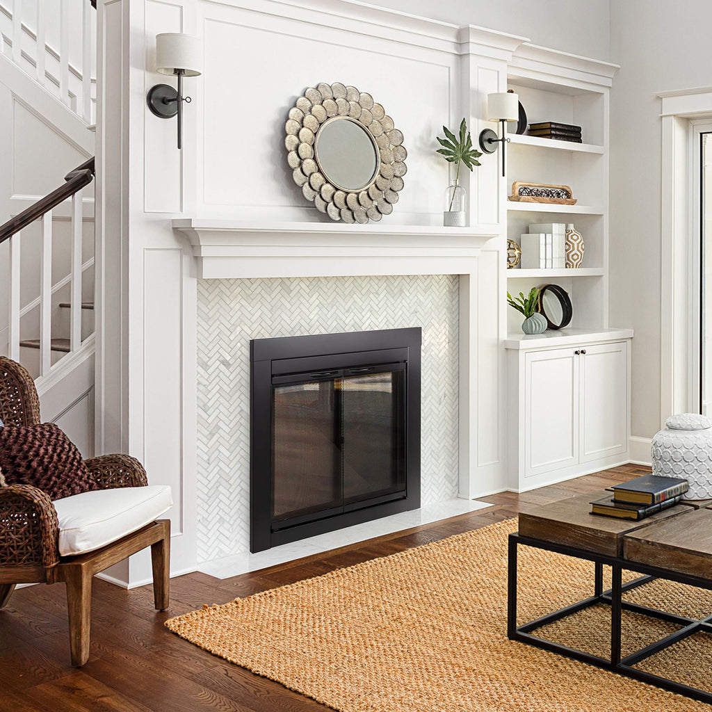 Black Small Fireplace Glass Door E220196
