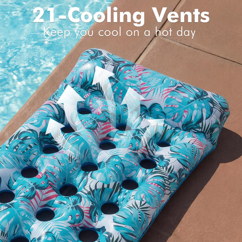 2 Pack Inflatable Pool Float Mat & 75" x 51" Tanning Pool Lounger B3869