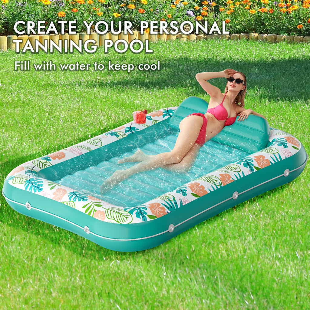 2 Pack Inflatable Pool Float Mat & 75" x 51" Tanning Pool Lounger B3869