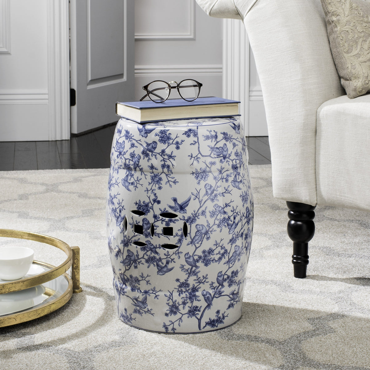 Blue Ceramic Garden Stool H84457